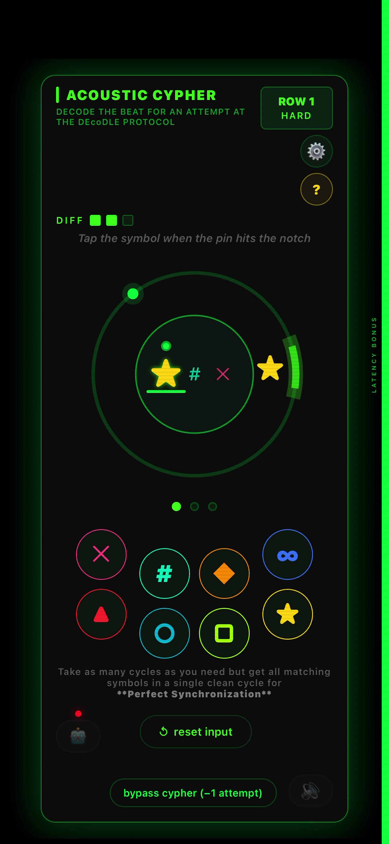 Acoustic Cypher Evolved — rotating Cypher Dial mid-round