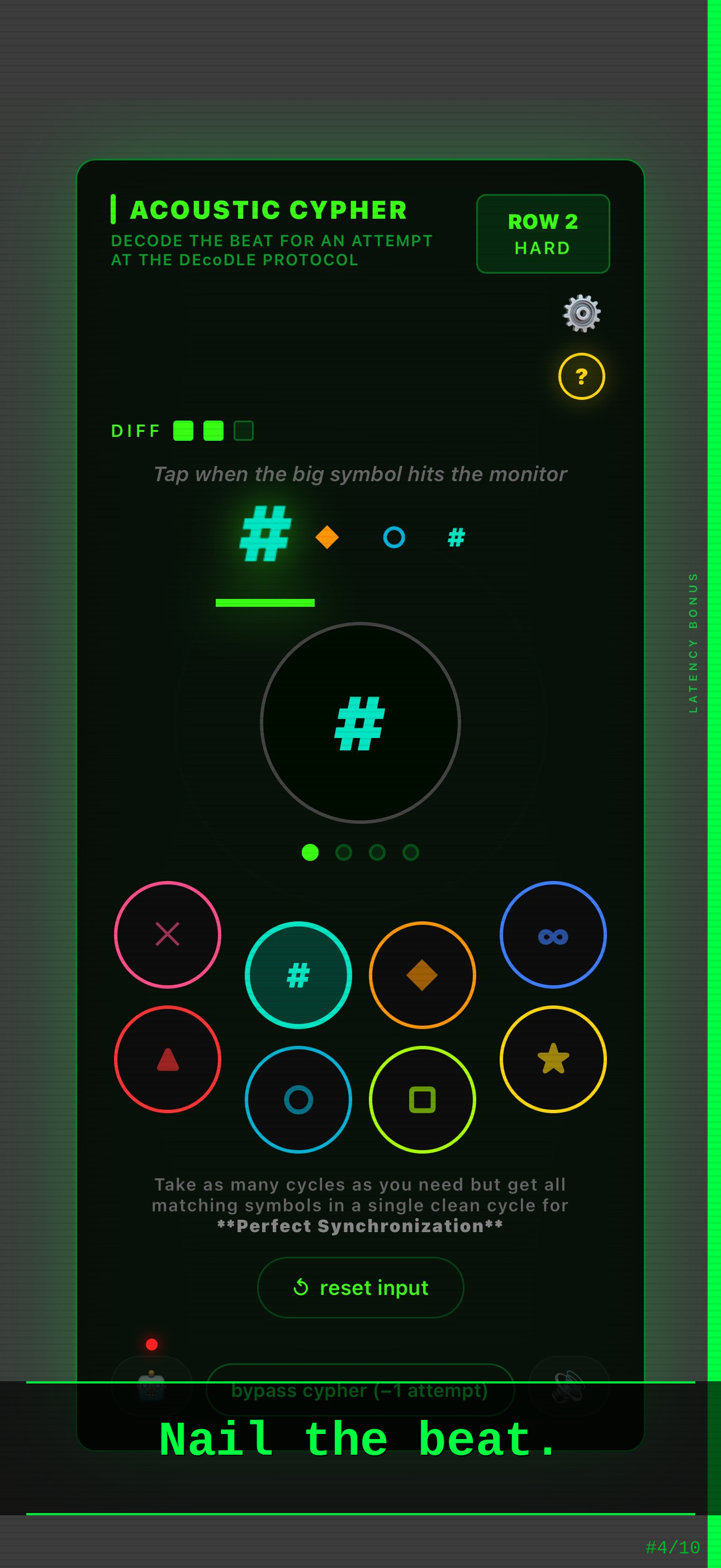 Acoustic Cypher active — tapping symbols