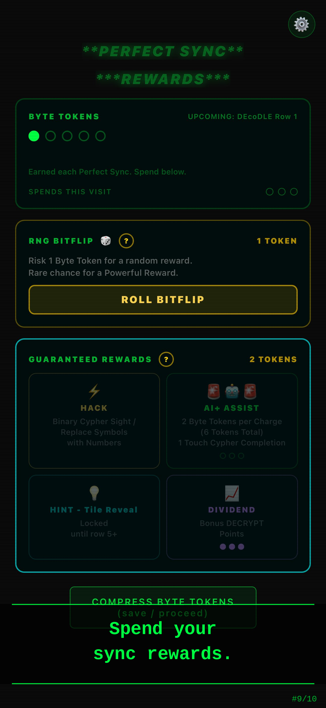Perfect Sync reward selection screen